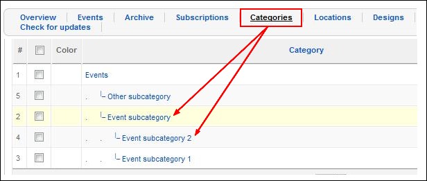 RSEvents! - Subcategory view backend